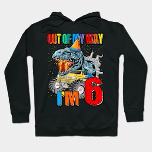 Kids 6Th Birthday Boy Monster Truck Cake Out Of My Way Hoodie